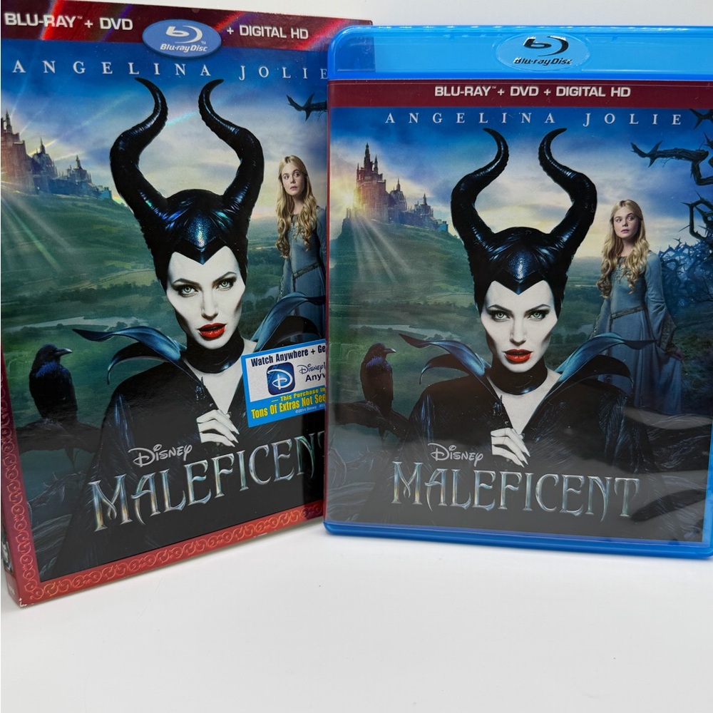 Disney Maleficent Blu-ray and DVD Set with Blue and Red Covers